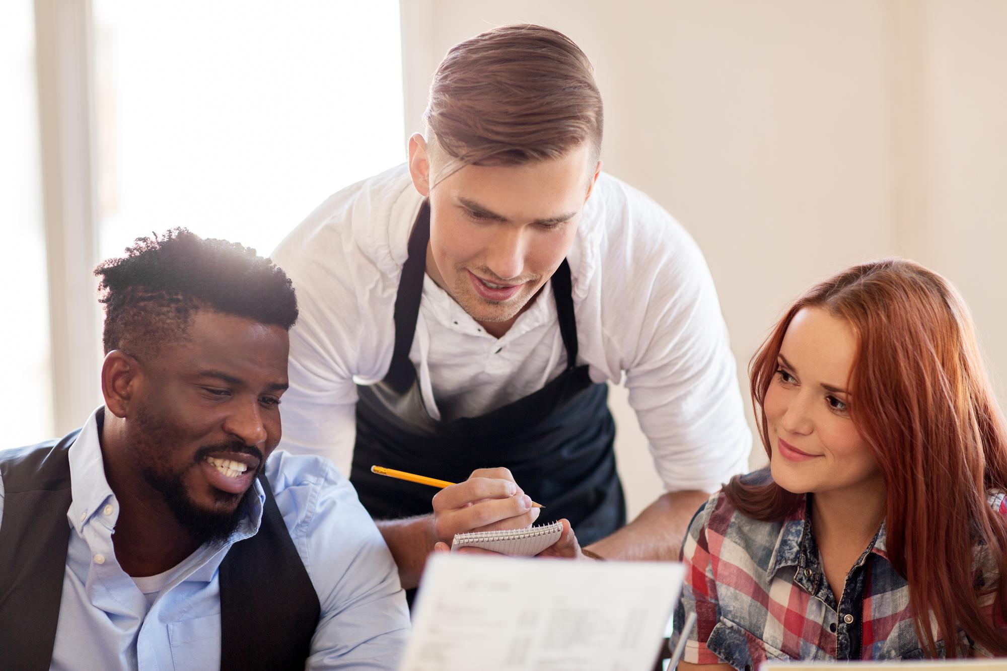 Consultation scene with chef and manager