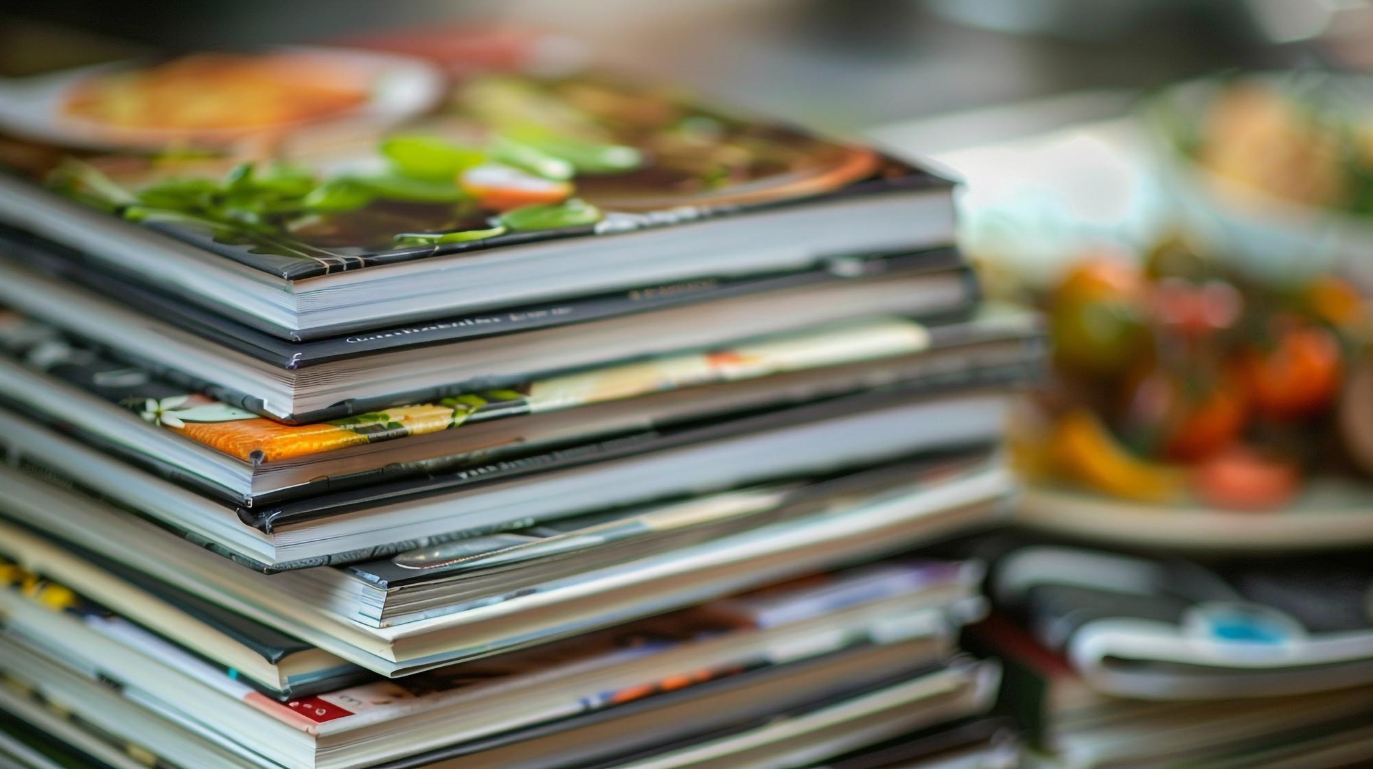 Stack of printed recipe binders